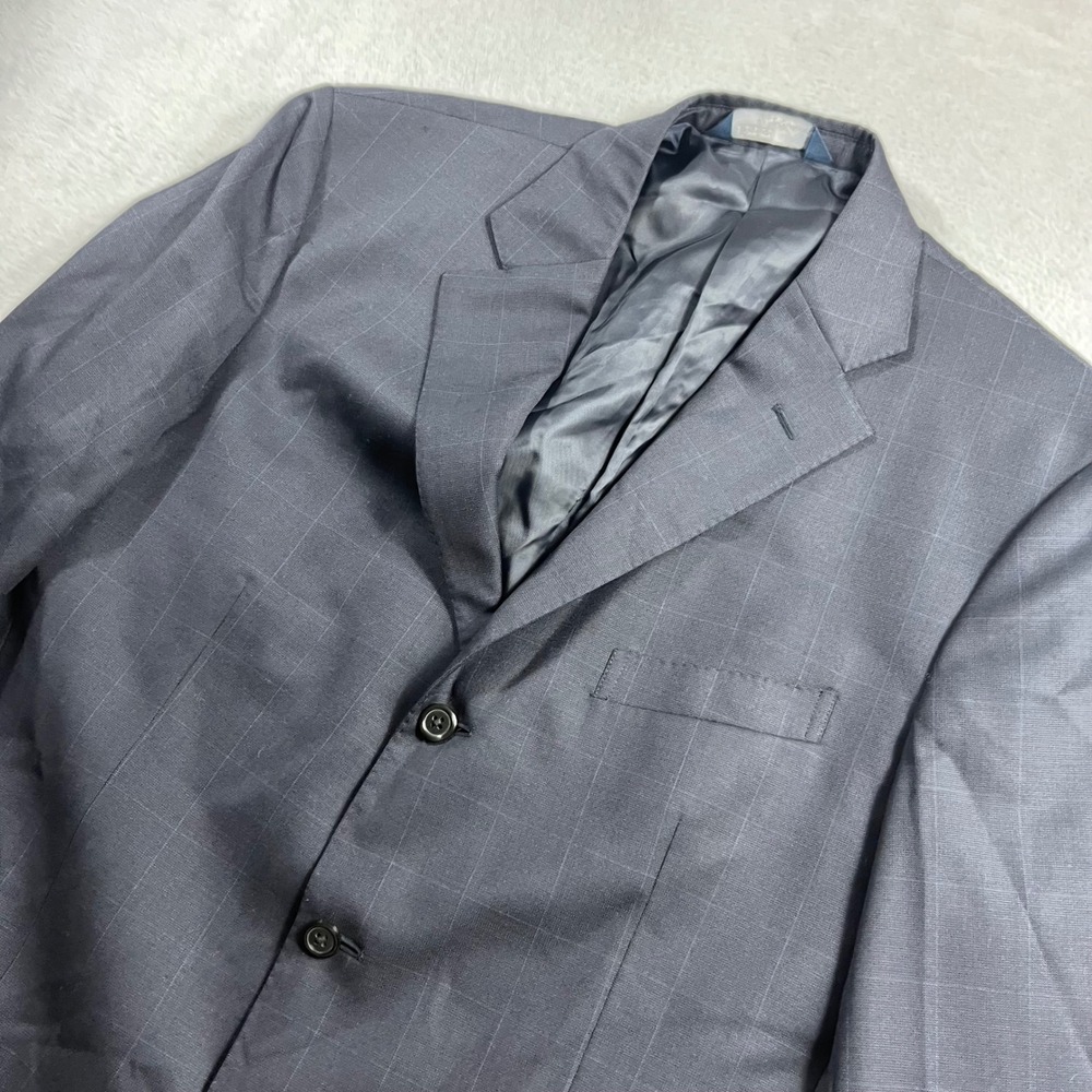 Polo Ralph Lauren Blue Label Navy Windowpane Blazer Made in Italy 42L 1147703/08